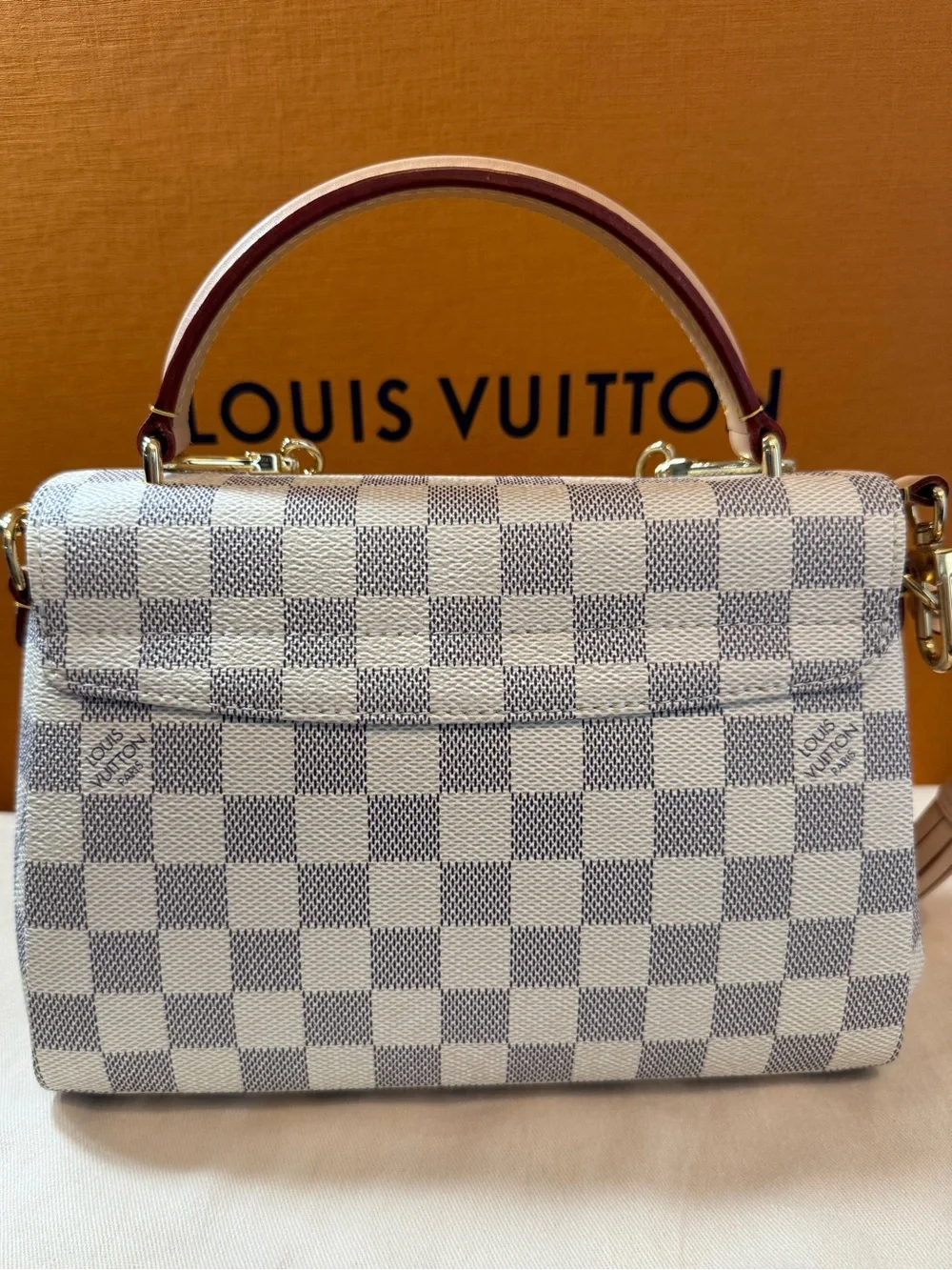 Louis Vuitton Damier Azur Canvas Top Handle Satchel with Gold Hardware